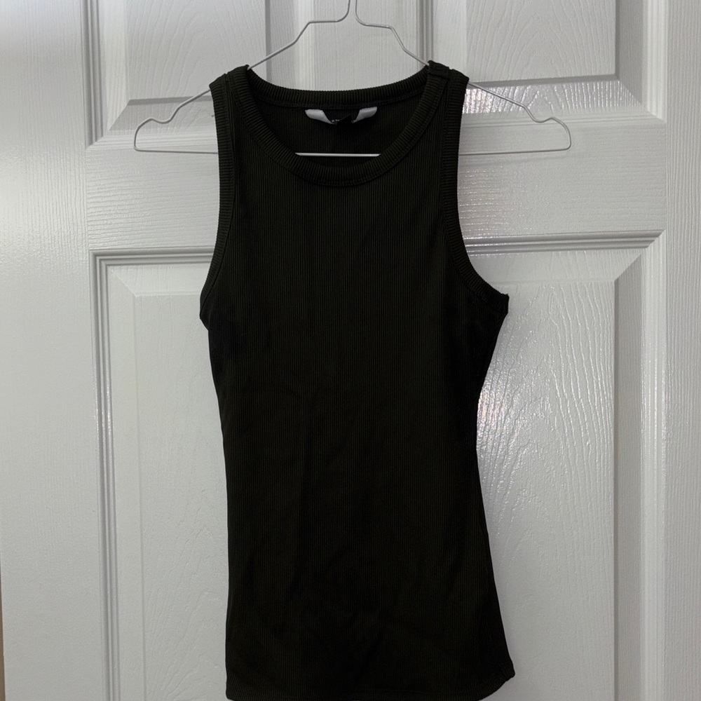 White House Black Market Ribbed Army Green Tank Top